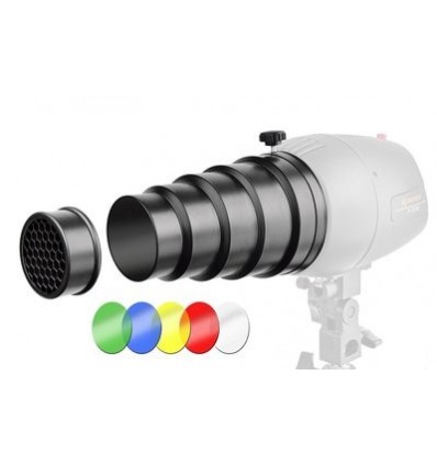 Snoot mit dem Licht der Wabe und 4 Farbfiltern - Für kleine flashlamper 0