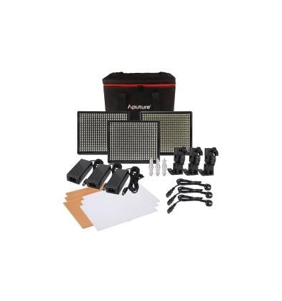 Aputure Amaran 528 Kit, 3-Leuchten - LED-Video-set - CRI95+ Batterie und 220volt, m-Tasche, knækled, Ladegerät+ 6-tlg 6600mah
